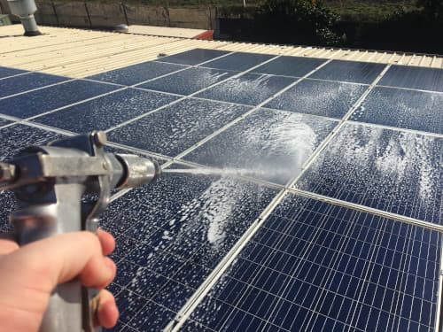 solar panels being treated